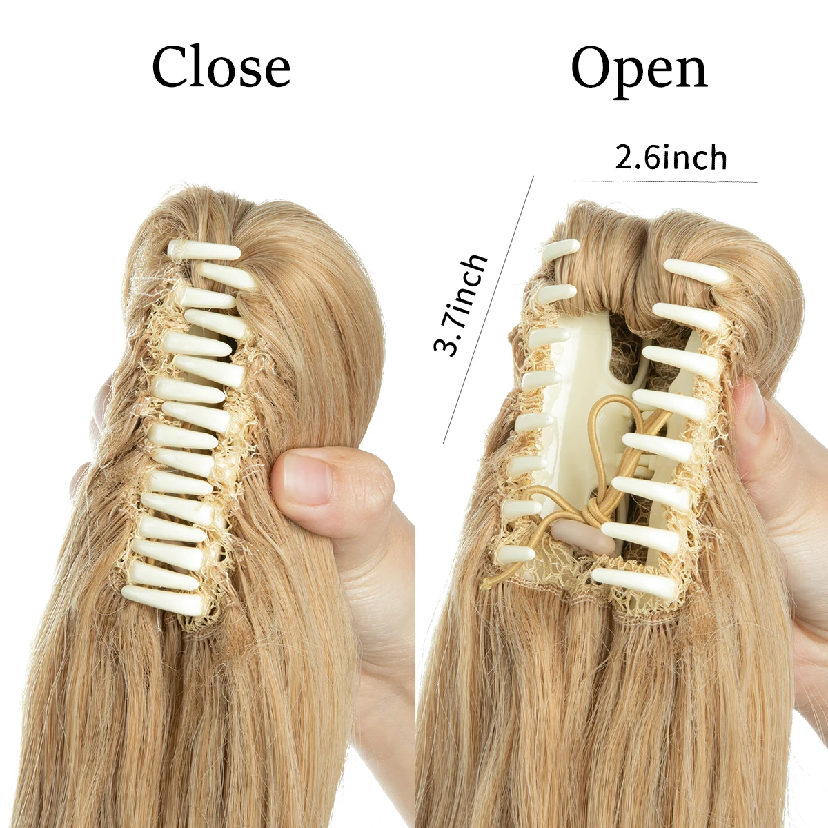 Synthetic Claw Clip In Ponytail Hair Extensions Wavy Hairpiece 14" Fake Blonde Black Hair False Pigtail With Elastic Band image 4