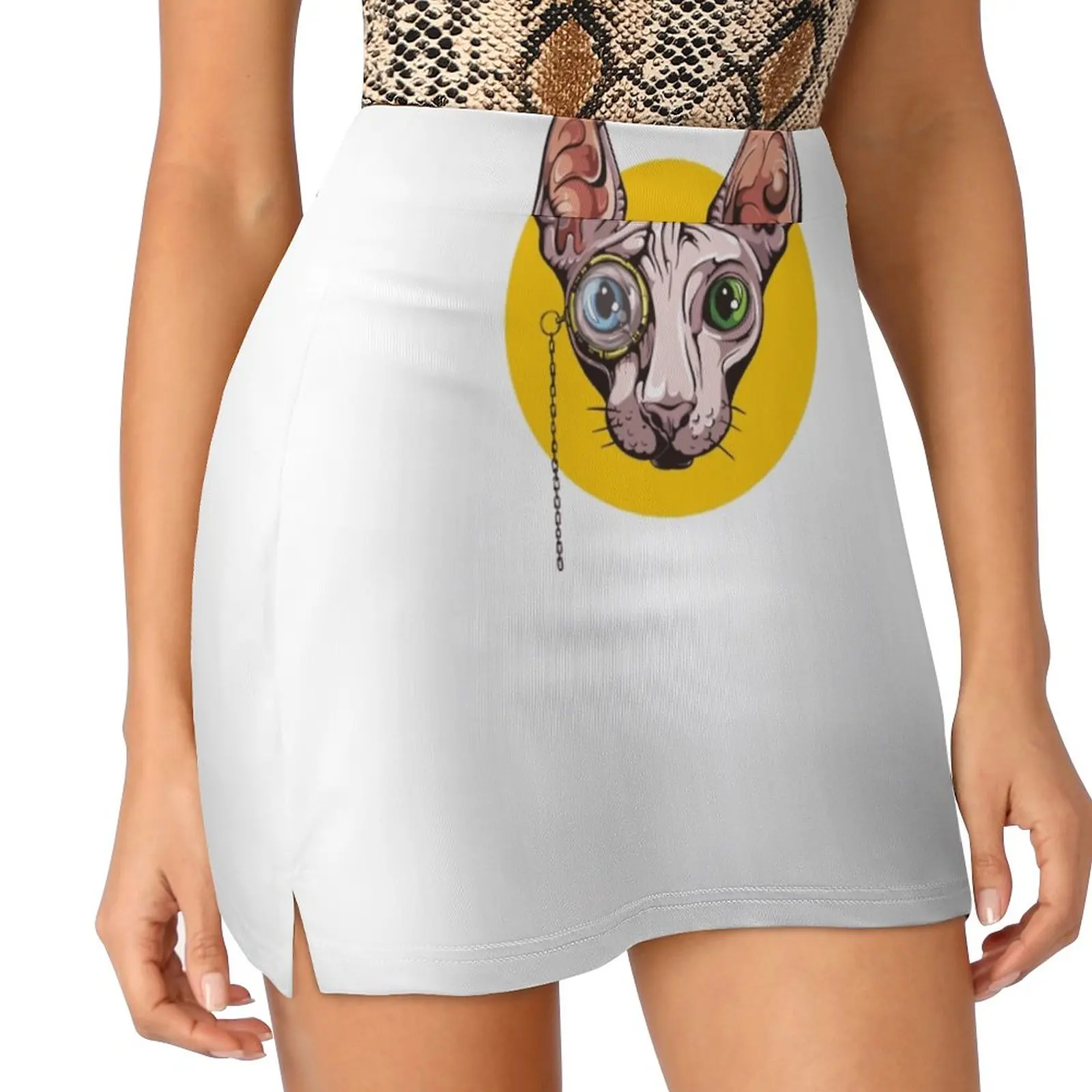 

Sphinx Cat With Monocle Women's skirt With Pocket Vintage Skirt Printing A Line Skirts Summer Clothes Cat Kitten Sphynx Sphinx