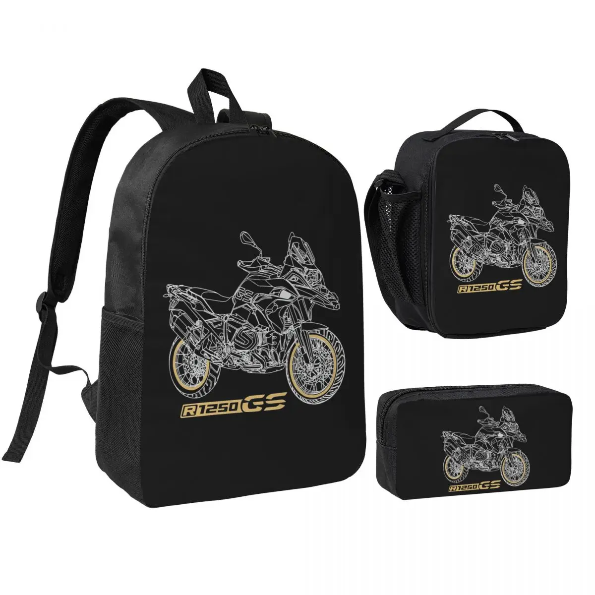 

GS 1250 R 1250 Adventure Motorcycle Backpack Student BookBag School Bag Shoulder Bags 3ps Insulated Lunch Bag Pencil Case