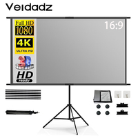 VEIDADZ Projector Screen With Stand Grey Anti-Light 160°Viewing Angle 60 84 100 120inch Indoor Outdoor Bracket Projection Screen