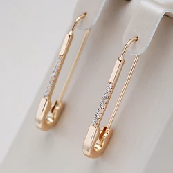 Kienl Trendy 585 Rose Gold Long Dangle Earrings for Women Vintage Wedding Natural Zircon English Earrings Fine Daily Jewelry