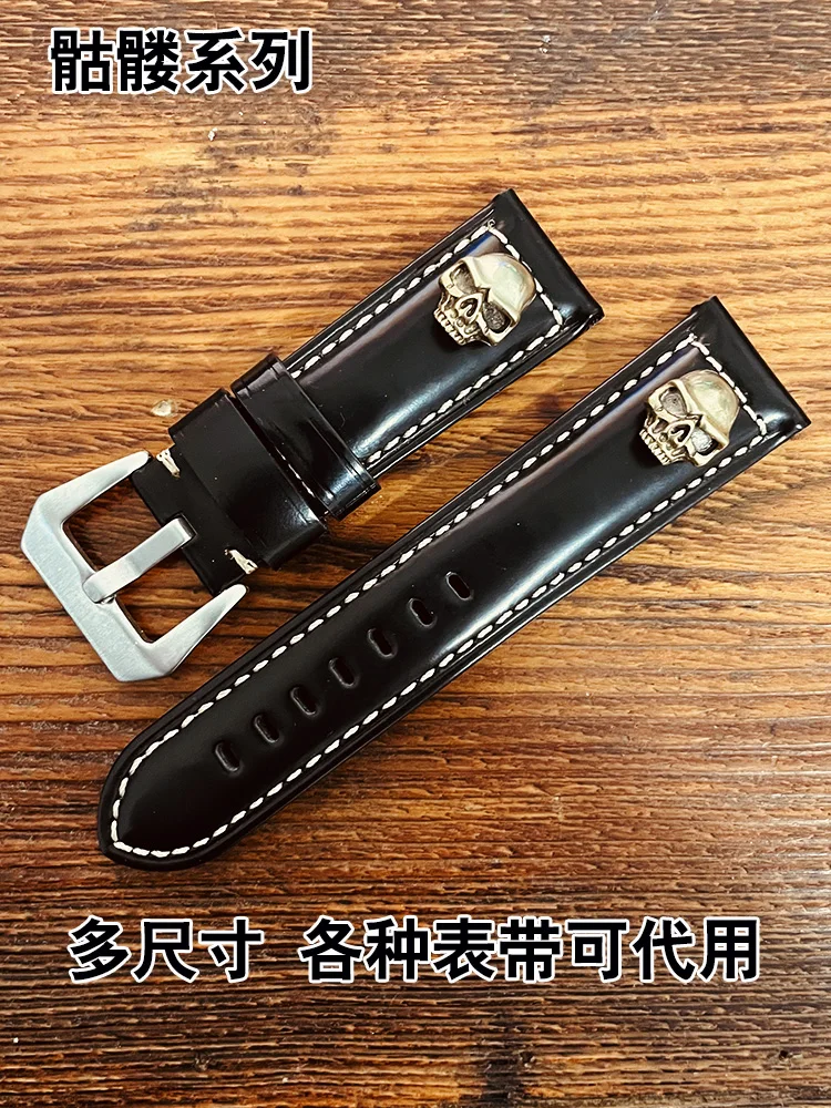 Handmade Punk Genuine Leather Watch Band 20 22 24 26mm Casual Cowhide Strap Men's and Women's Watch Pin Watch Band