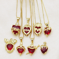 Gothic Red Heart Pendant Necklace For Women Vintage  Jewelry  Gold Plated Retro Valentine's Gift Y2K Emo Aesthetic Accessories