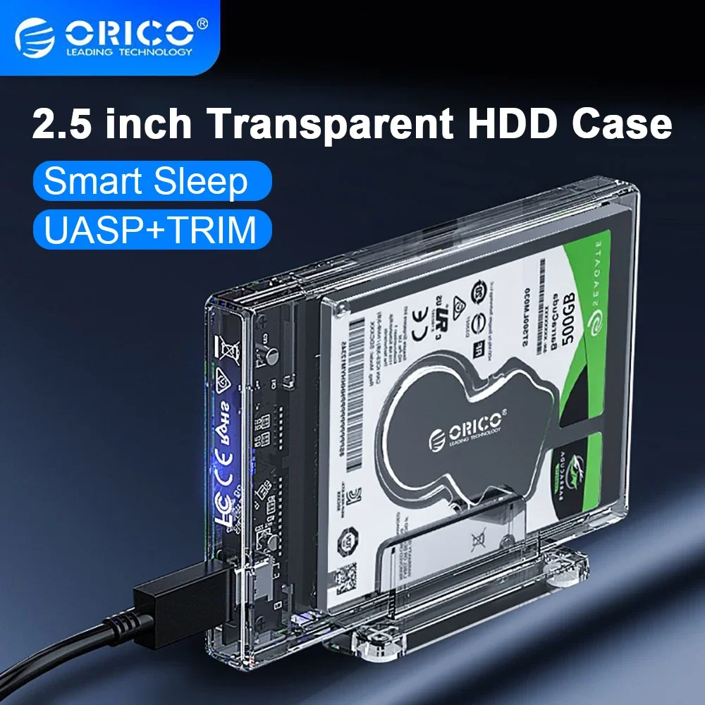 

Корпус ORICO для жесткого диска 2,5 дюйма SATA-USB 3.0 Type-C для жесткого диска SSD-диска Прозрачный корпус HD Внешний корпус для жесткого диска
