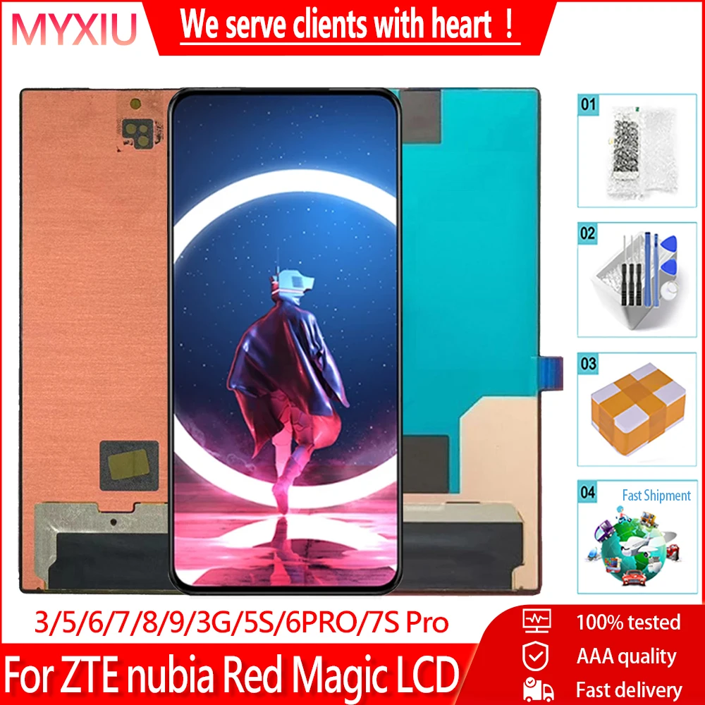 AMOLED For ZTE nubia Red Magic 7 8 Pro 8S Plus 9 Pro 3 3S 5G 5S 6R 6 6S Pro Z40 Z50 Z60 Ultra LCD Display Touch Screen Assembly