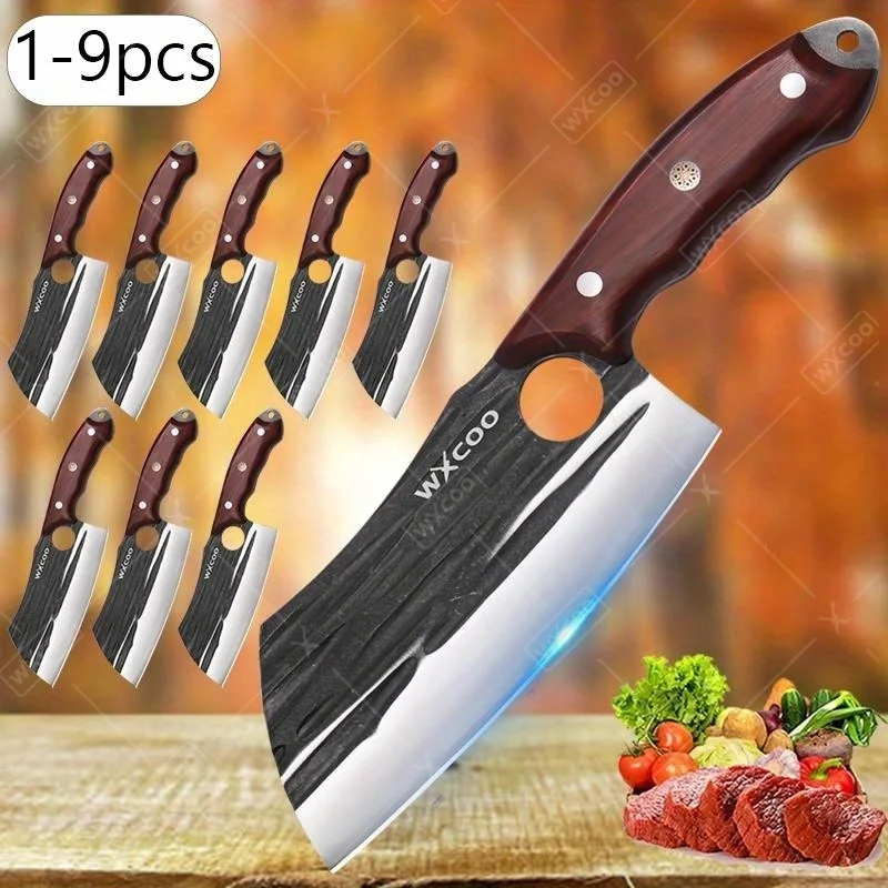 1-9PCS Stainless Steel Knife Sets Multipurpose Chef Utility Sashimi Beef Knife