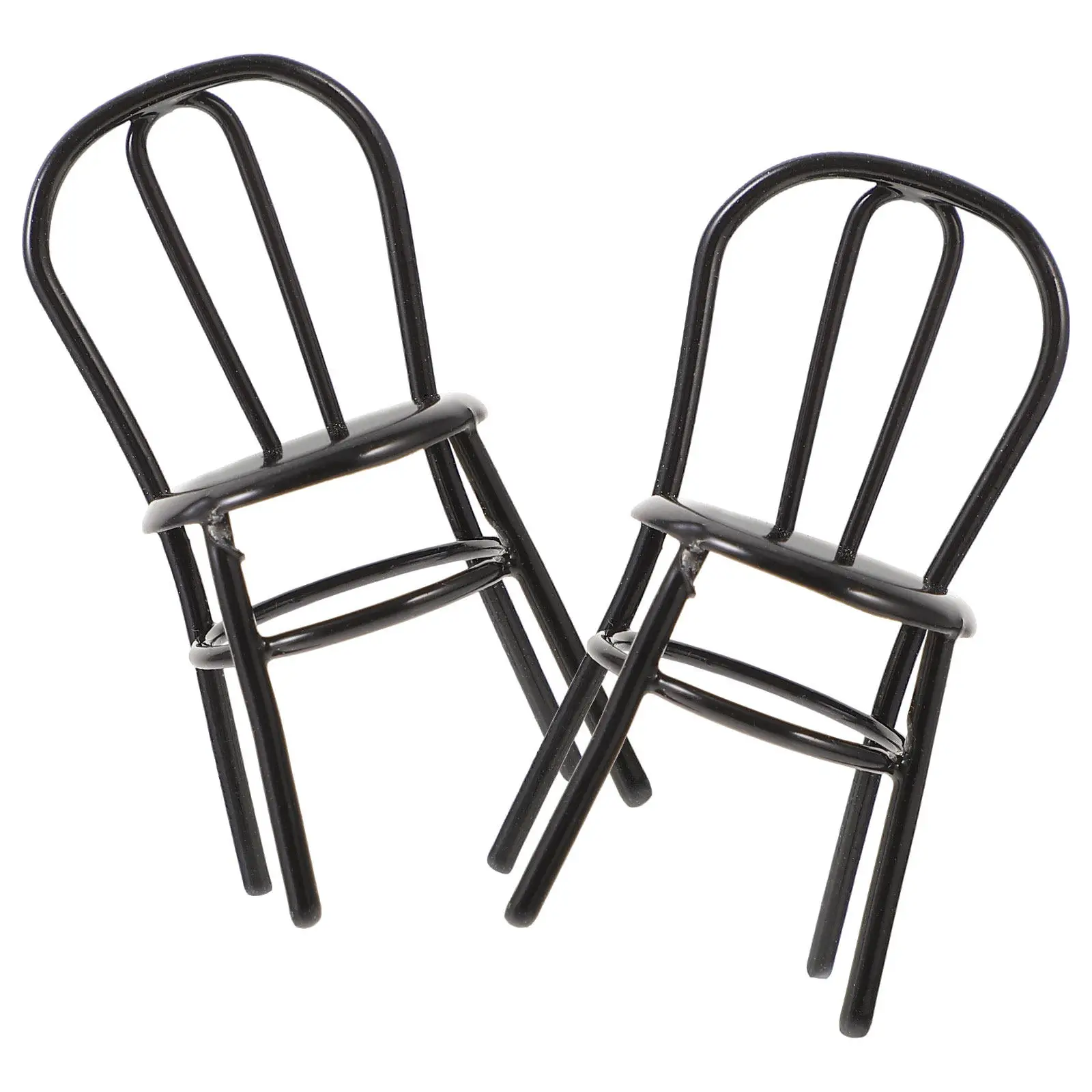 

2Pcs Mini Metal Chair Mini House Accessory Alloy Small Size Lightweight Adorable Miniature Furniture Decoration Ideal for DIY