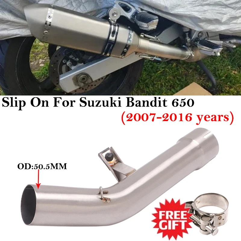

Slip On For Suzuki Bandit 650 2007 - 2016 Motorcycle Exhaust System Escape Stainless Middle Link Pipe Modified Tube 51MM Muffler