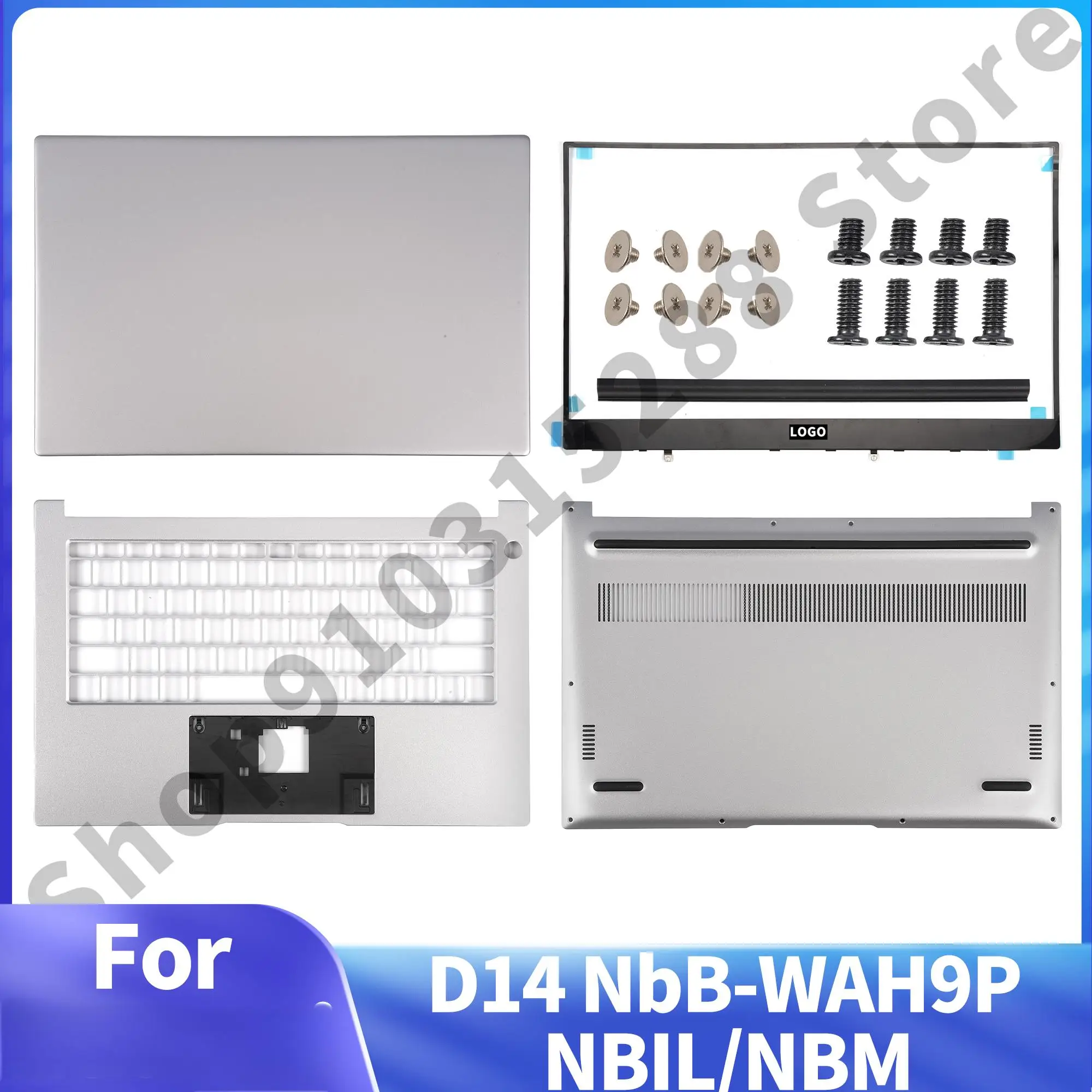 Metal moldura frontal Palmrest, caixa inferior, prata e cor cinza, MateBook D14, NbB-WAH9P, NBIL, NBM, NwM-WFQ9, tampa traseira LCD, novo