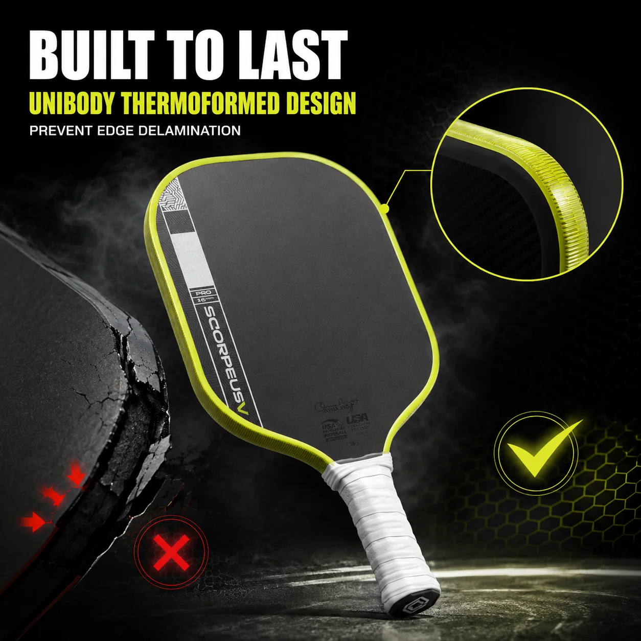 WNONSO Scorpeus Pro V Widebody Carbon Fiber Pickleball Paddle Maximum Sweet Spot for Stable Forgiving Play 3