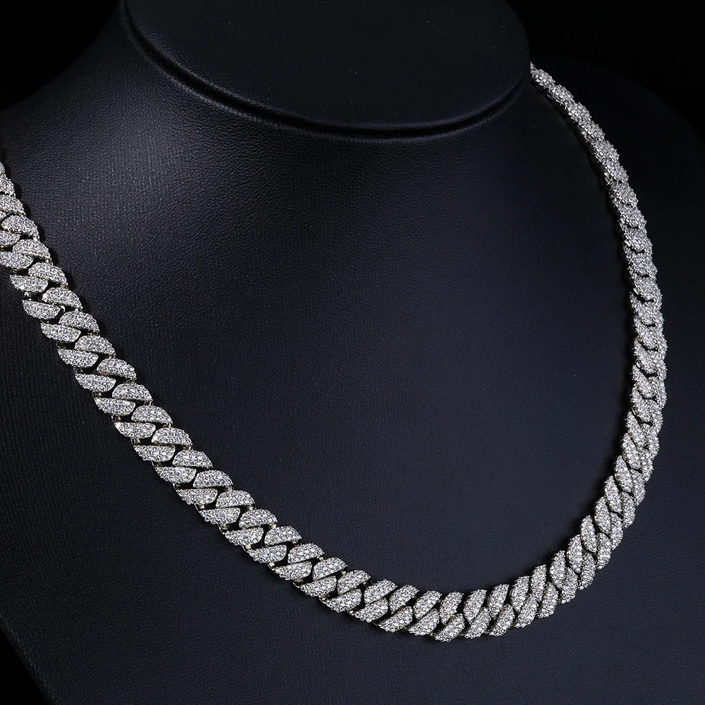 

NY 10mm 5A Cubic Zirconia Iced Out Cuban Chain Necklaces for Men Women Cuban Choker Hip Hop Jewelry