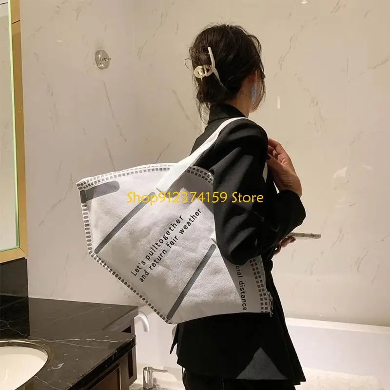 

G5AE New Trendy Women's Shoulder Bags Mask Handbag Large Capacity for Totes for Shopping Portable Street Walking B