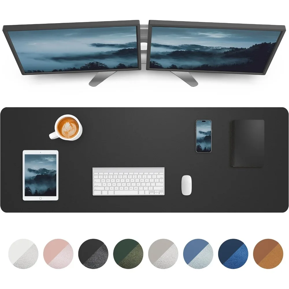 Premium Desk Mat, Large Non-Slip PU Leather Blotter, Waterproof Keyboard Pad for Office/Home Decor (Black, 48" x 17")