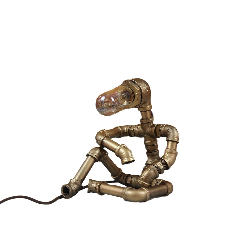 الأمريكية الرجعية الصناعية نمط أنبوب حديد روبوت مصباح مكتبي دراسة الديكور البخار فاسق مصباح مكتبي مصباح أنابيب المياه