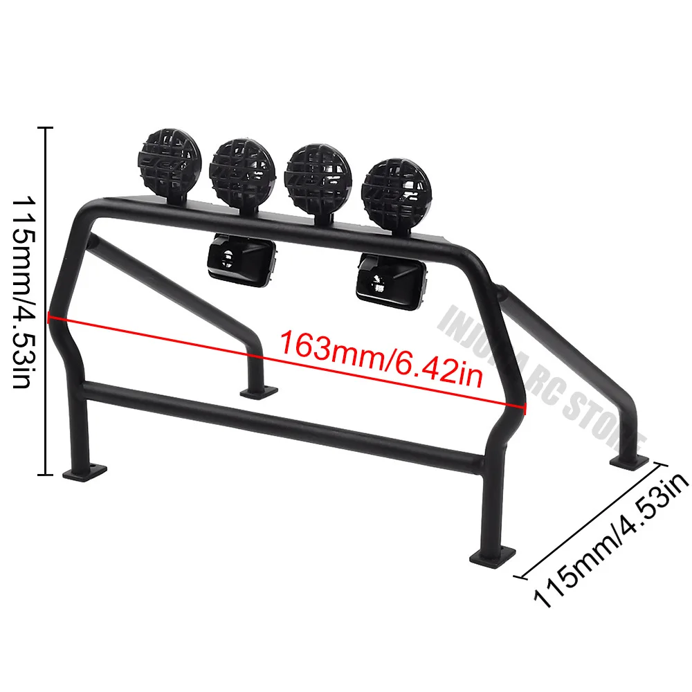 1PCS Metal RC Car Roll Cage Bucket with 6 LED Lights for RC Rock Crawler SCX10 Tamiya CC01 D90