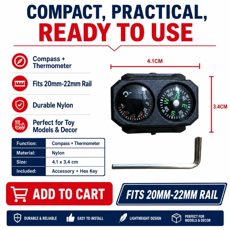 20‑22MM Rail Fit Nylon Compass Thermometer Combined Decorative Ornament for Hobby Model with Hex Key