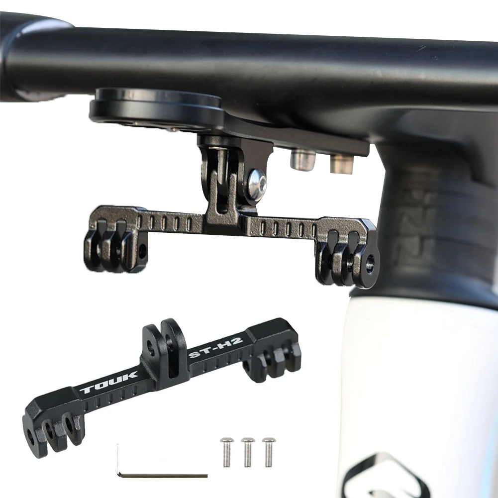 

Extended Out Front Bike Mount Dual Twin Mount Adapter Aluminum Alloy Bike Computer Mount Stand for Sports Camera Bike Light