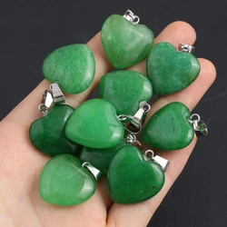 5pcs 29x20mm Heart-shaped Malaysian Jade Pendant Natural Stone Charm for Jewelry Making DIY Necklace Earring Charms Accessories