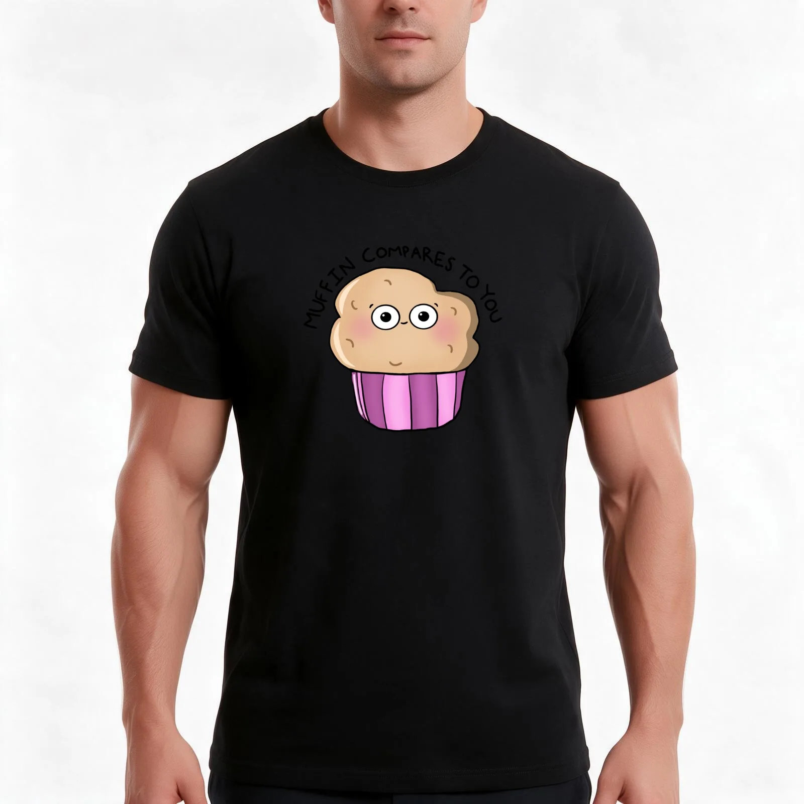 Muffin Compares To You T-Shirt, Summer Casual Cotton Tee, Oversized Streetwear Tops, Vintage Graphic Print, Unisex Men Women