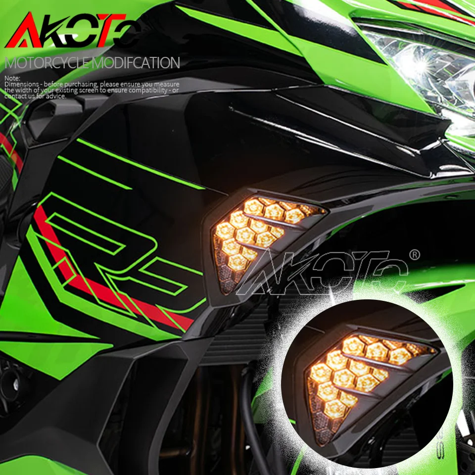 

2023+ New Front Turn Signals Light Turning Lamp For Kawasaki ZX-4RR ZX4RR ZX4R ZX6R ZX-6R Ninja 400 650 1000 Ninja400 Ninja650