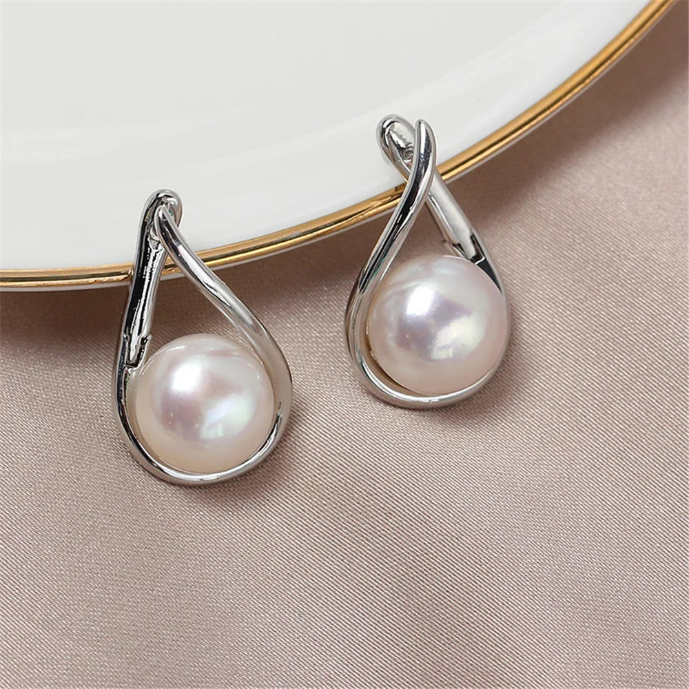 Domestic Copper 14K Gold Drop-shaped Pearl Earrings Light Luxury Female Niche Design Sense Ins Wind Earrings DIY Accessories