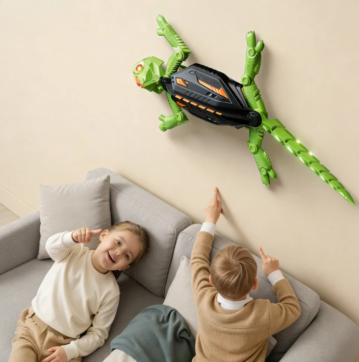 

Rechargeable RC Wall Climbing Toy: Realistic LED Eye Lizard, Gecko Robot, Cockroach & Spider for Kids’ Fun