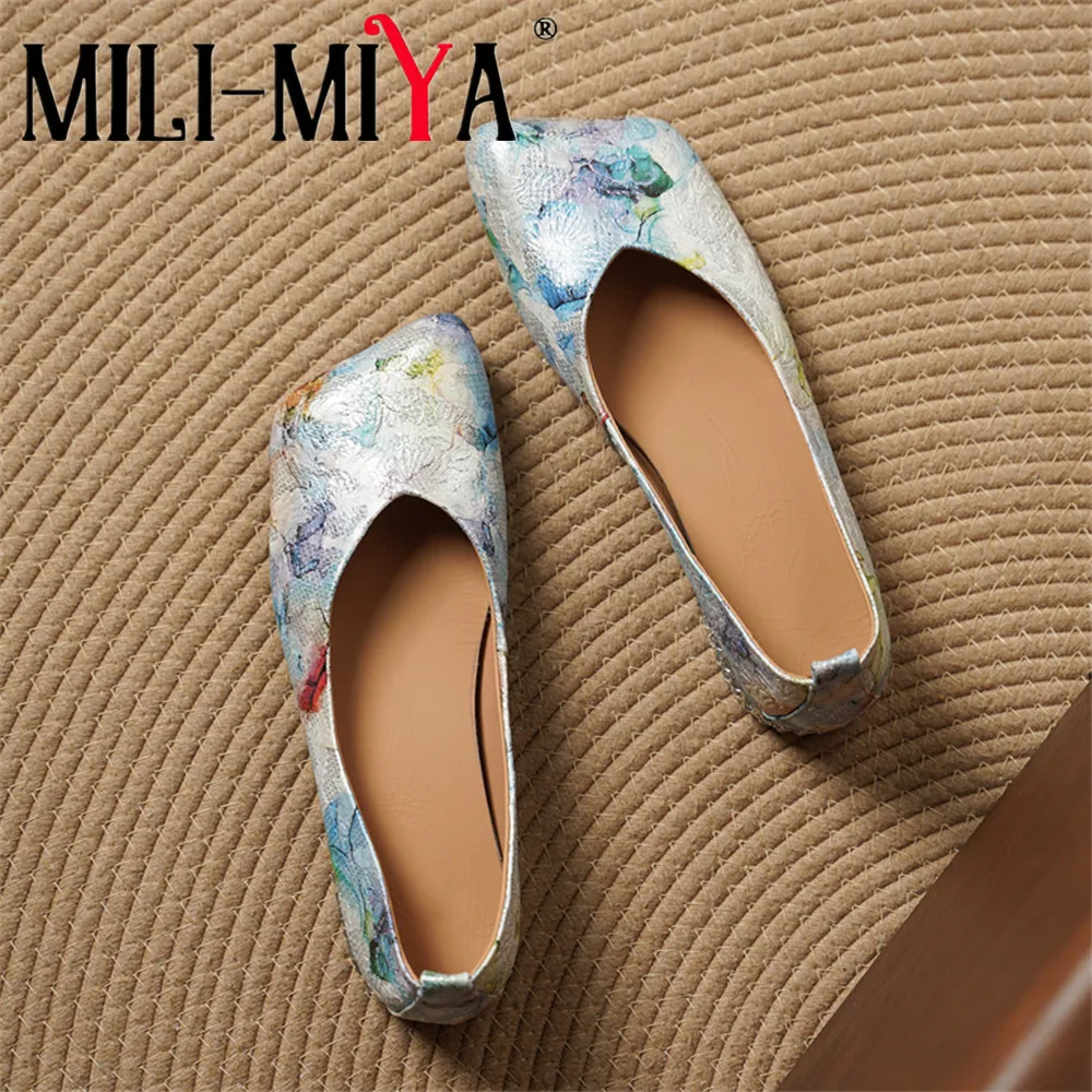 

MILI-MIYA Women's Square-Toe Sheep Skin Casual High Heels Two-Tone Upper With Chunky Heel Extra Large Sizes 34-43 Pumps For Lady