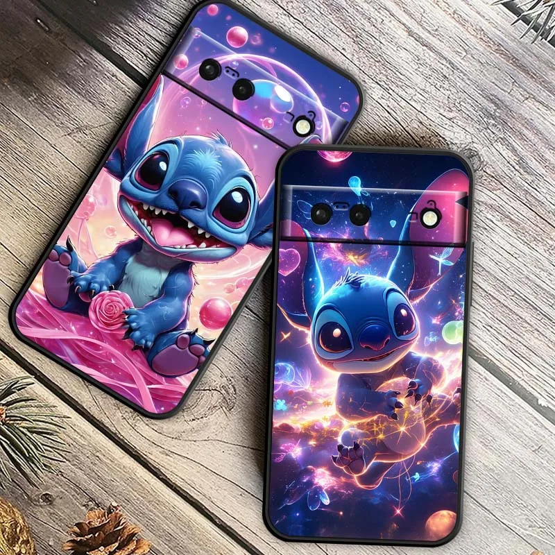 Disney Stitch Cartoon Cute Art For Google Pixel 9a 9 8A 8 7 7A 6 6A Pro XL 2024 5G Black Soft TPU Silicone Cover Phone Case - Image 2
