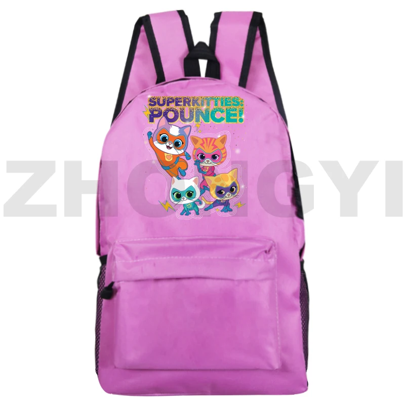 Kawaii SuperKitties o dużej pojemności kobieca torba na ramię chłopców dziewczyny mody Anime plecak z kotem SuperKitties Cartoon mess Bookbag