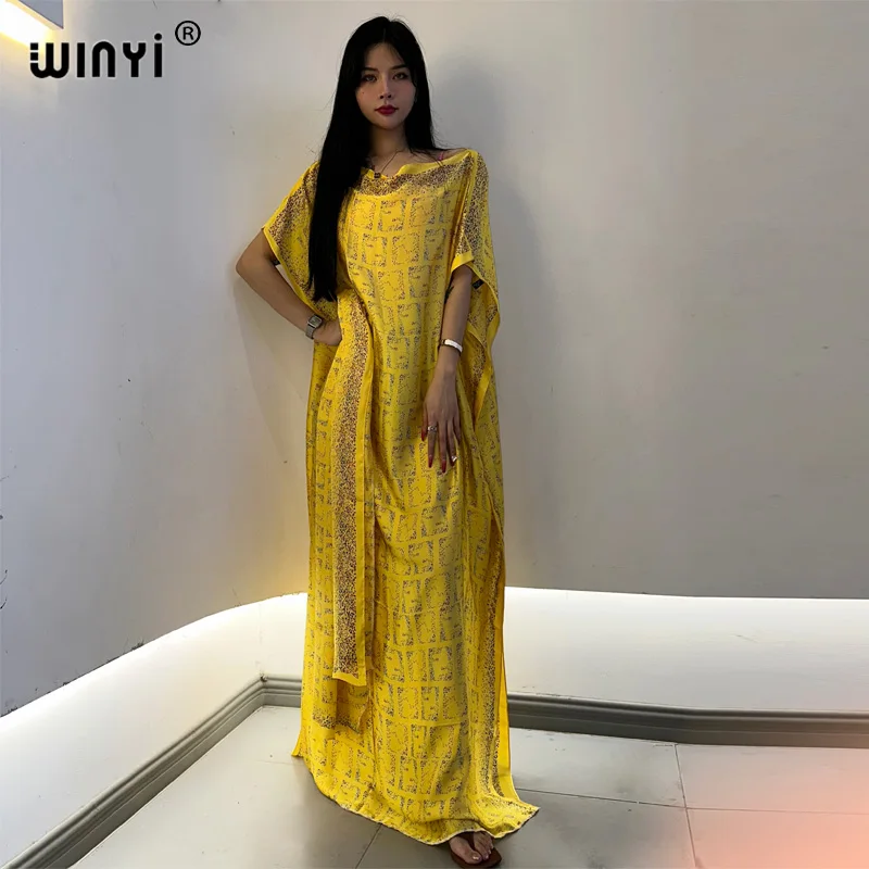WINYI africa boho print clothing for women Dubai Muslim Dashiki kaftan holiday Design evening dress abaya vestidos ملابس أفريقية