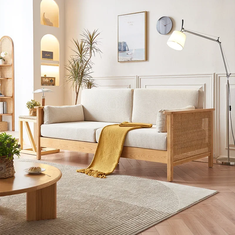 Nuevo Sofá chino de madera maciza, combinación para el hogar, sala de estar, ratán simple, so fa, pequeño apartamento, cama