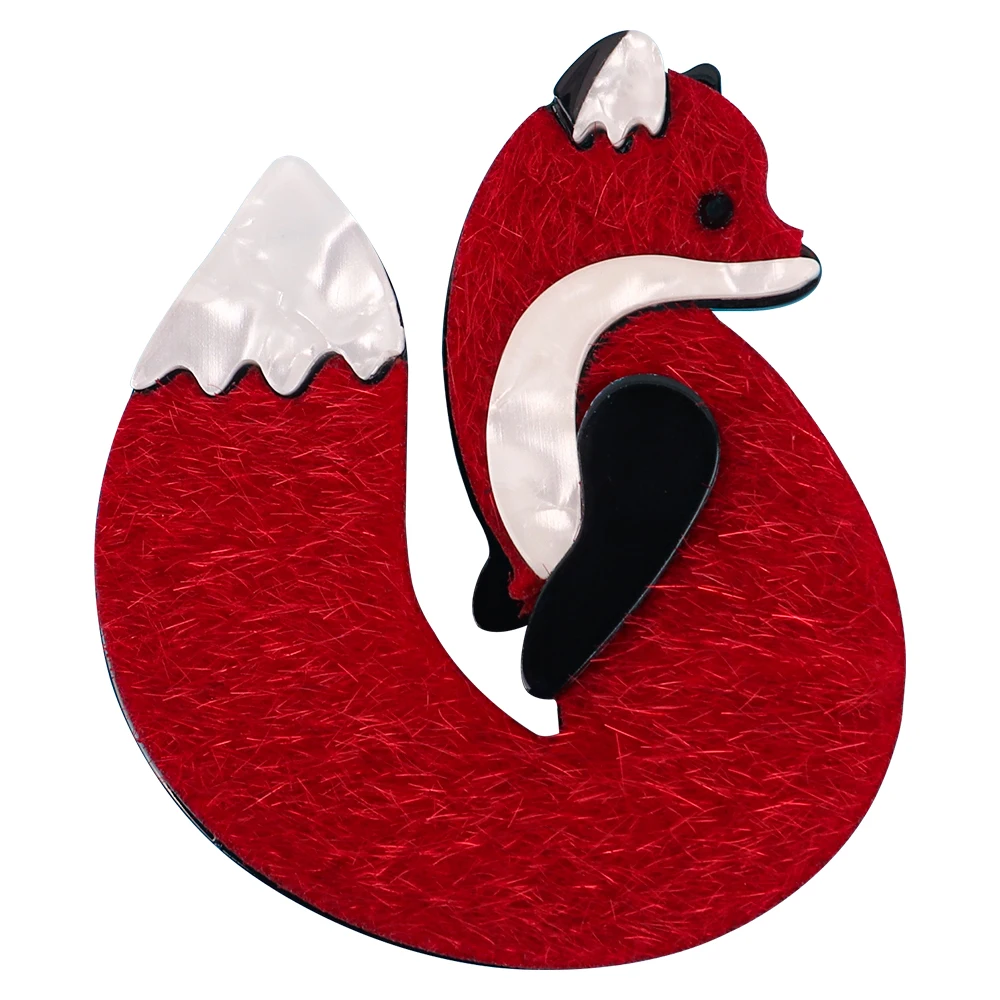 New Cartoon Acrylic Red Fox Brooch Lapel Pins for Women Cute Resin Animal Badges Brooches Trends Jewelry Clothing Accessories