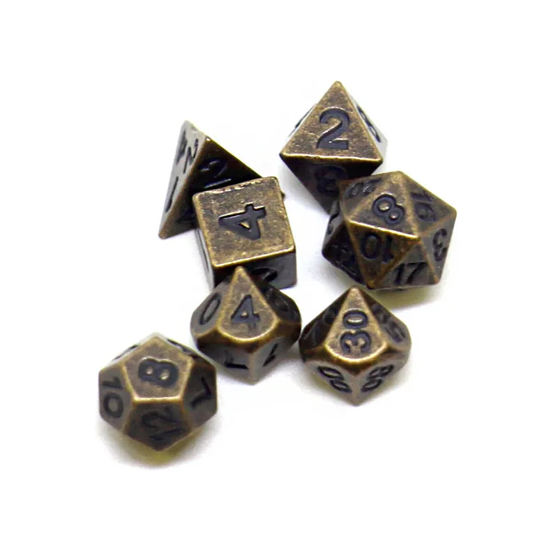 7 teile/satz Metall Mini Würfel 6mm Archäized Brettspiel Würfel Set Polyedrische Tisch Spiel Würfel Rollenspiel Würfel kit Rituale Party Spielzeug