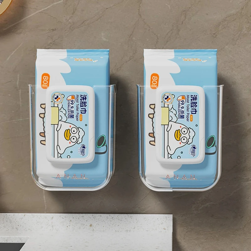 حافظة مناديل شفافة ذات حجرة مزدوجة مثبتة على الحائط، منظم عالي التحمل للمطبخ والحمام وغرفة النوم والمبللة Ho