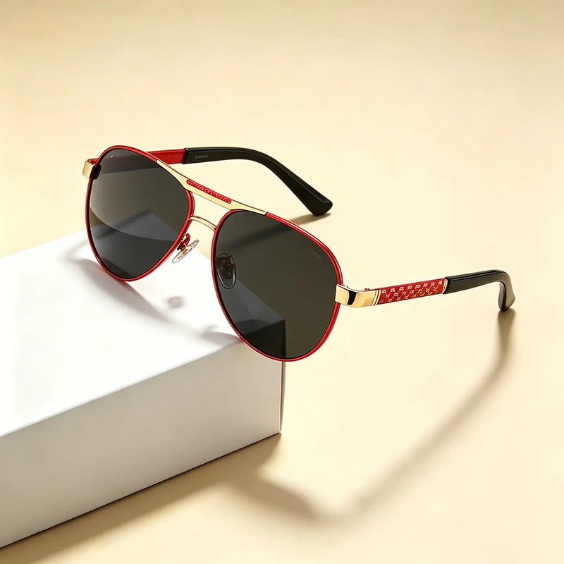 GM LUMIAS Vintage Piloten-Sonnenbrille für Herren, modische, klassische Sonnenbrille mit Metallrand, lässige Sonnenbrille, trendige Retro-Sonnenbrille mit strukturierten Bügeln