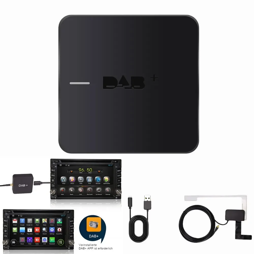 

Для DAB + USB адаптер для Android автомобильный радиоприемник DAB Plus коробка с усилителем антенна тюнер Hi-Fi приемник Dongle модуль Авто Авторадио