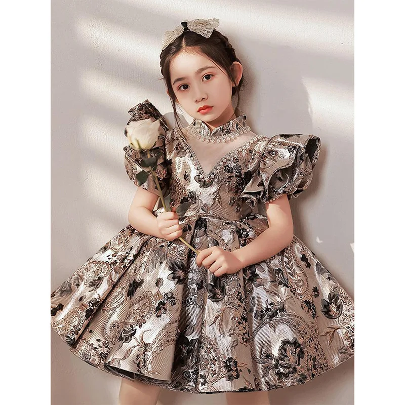Childrens Evening Dress Runway Show Birthday Host Girls Piano Flower Girl Wedding Dress Skirt