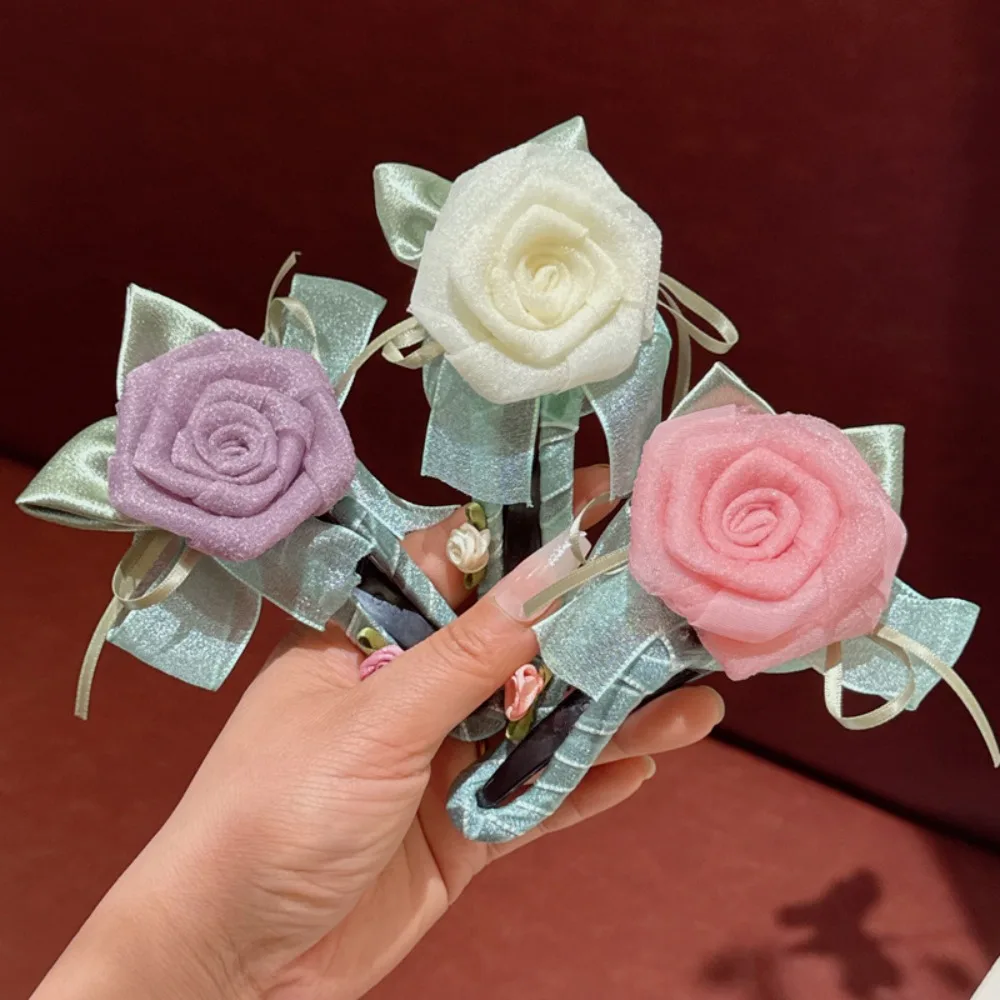

Korean Fashion Rose Flower Hair Clips Fpr Women Girls Bow Duckbill Clips Sweet Barrettes Headwear Ponytail Hair Accessories