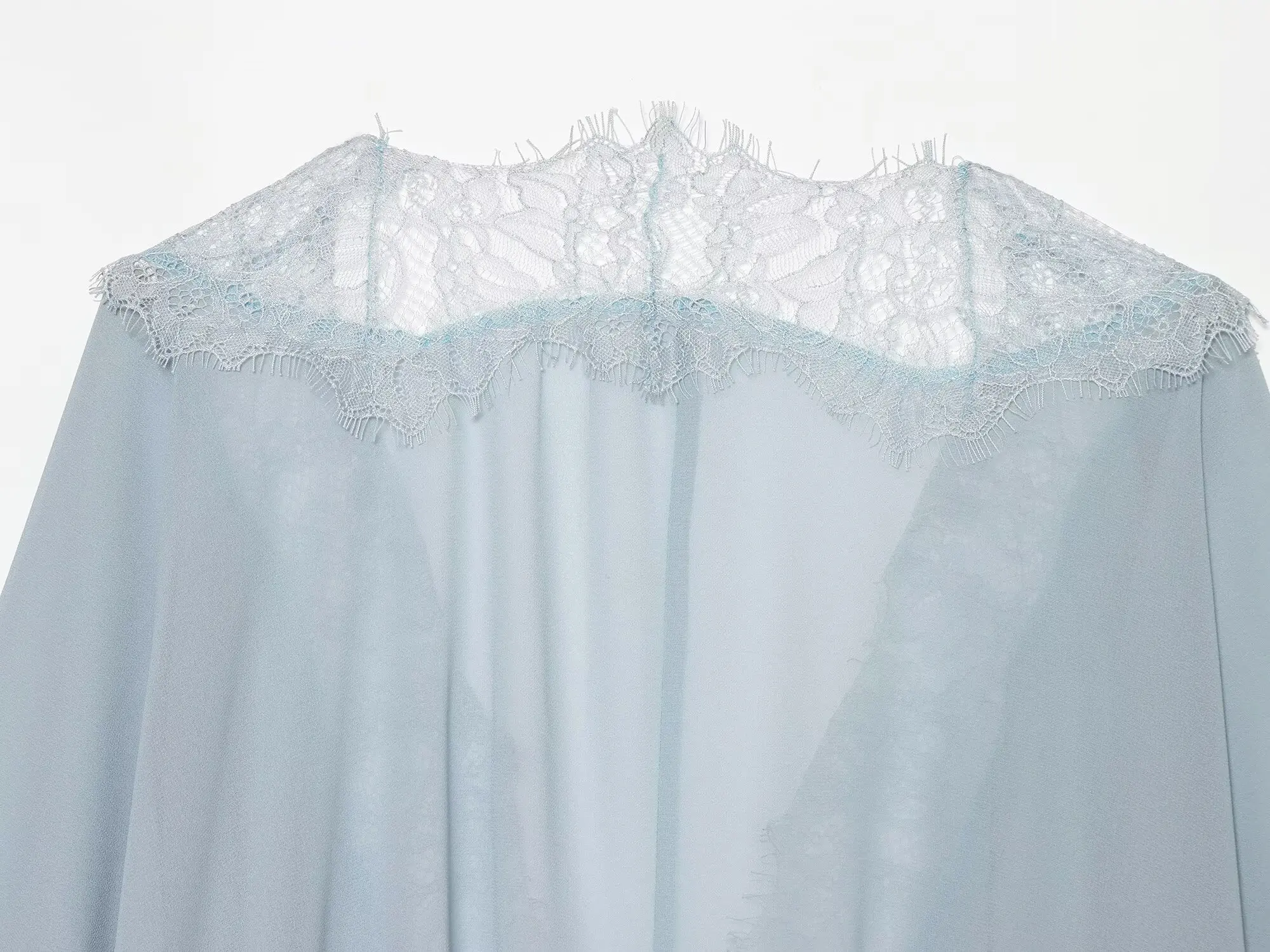 BSAY 2026 Vintage Damen Mode Transparente Bluse mit Spitzenbesatz V-Ausschnitt Vorderer Kordelzug Trompetenärmel Lässiges Strand-Sonnenschutz-Oberteil – Detail 26