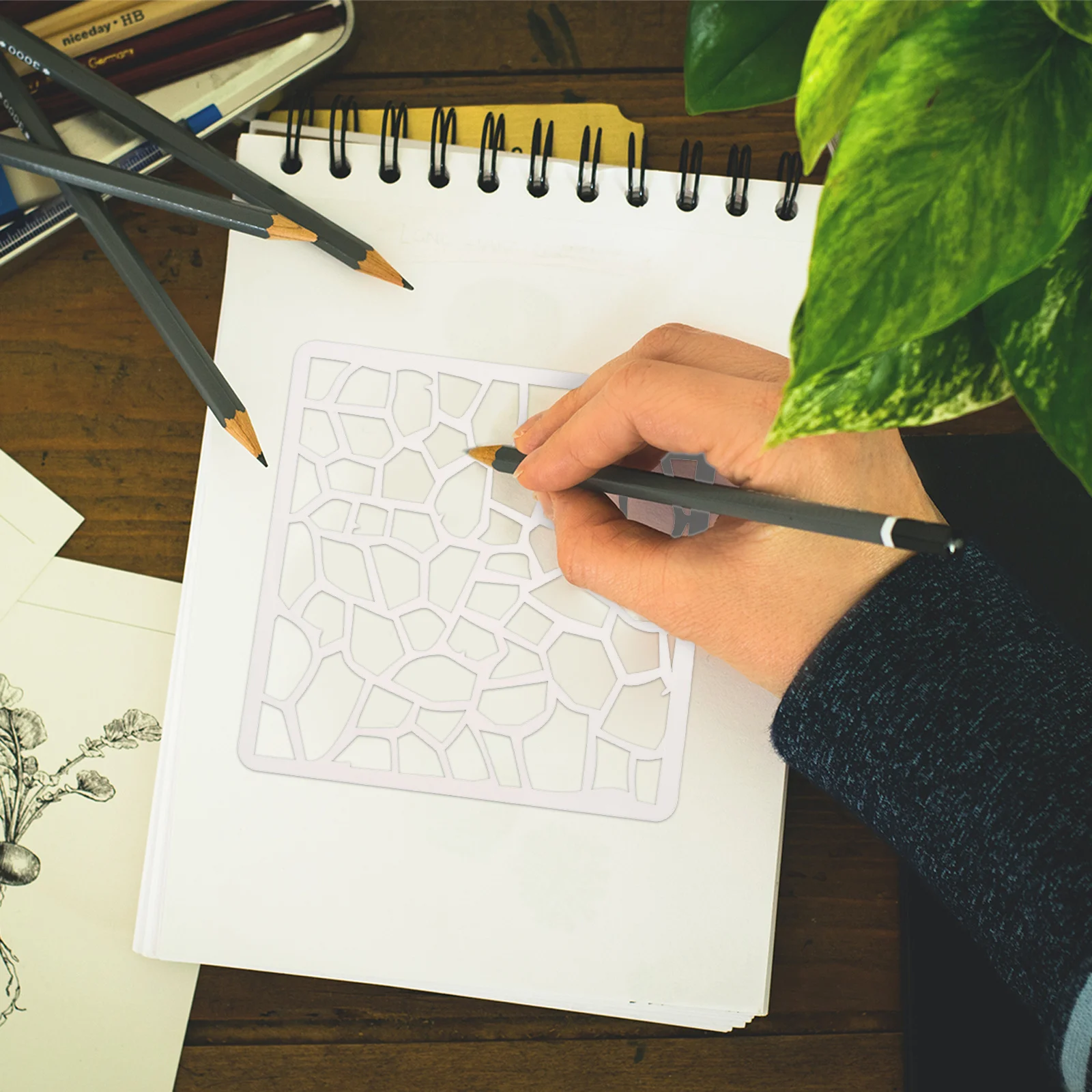 استنسل هندسي قابل لإعادة الاستخدام قالب الحيوانات الأليفة لمشاريع فنية ذاتية الصنع رسم حرفي استنسل جدار أرضية بلاط الخشب الخرساني