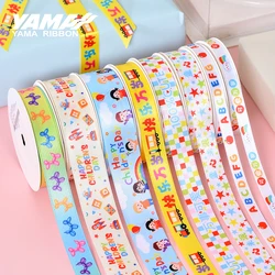 YAMA Children's Day Ribbon 10yards/roll 9 16 25mm Printed Satin Ribbons for Party Gift Cake Decoration Cute DIY Wrapping