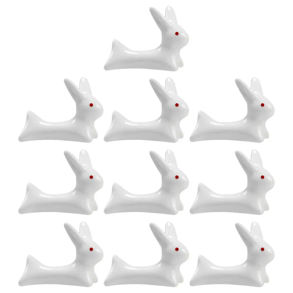 10Pcs Cartoon Rabbit Ceramic Chopsticks Rest Ink Brush Stand Tableware Holder Stylish Calligraphy Pen Rack for Painting Writing view 4