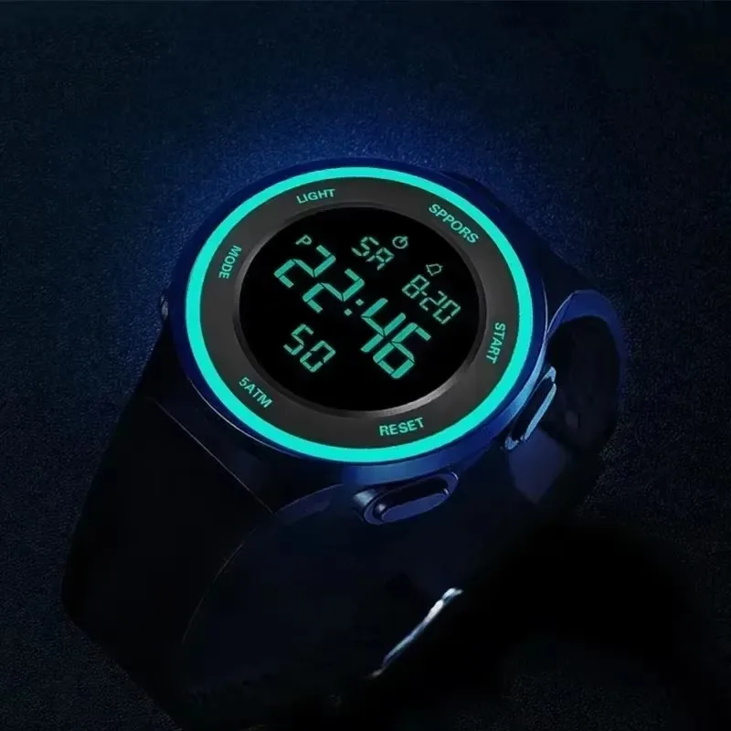 Men Sport Watch Multifunction Casual Sports Waterproof Luminous LED Digital Kids Watch Big Dial Student Electronic Watches