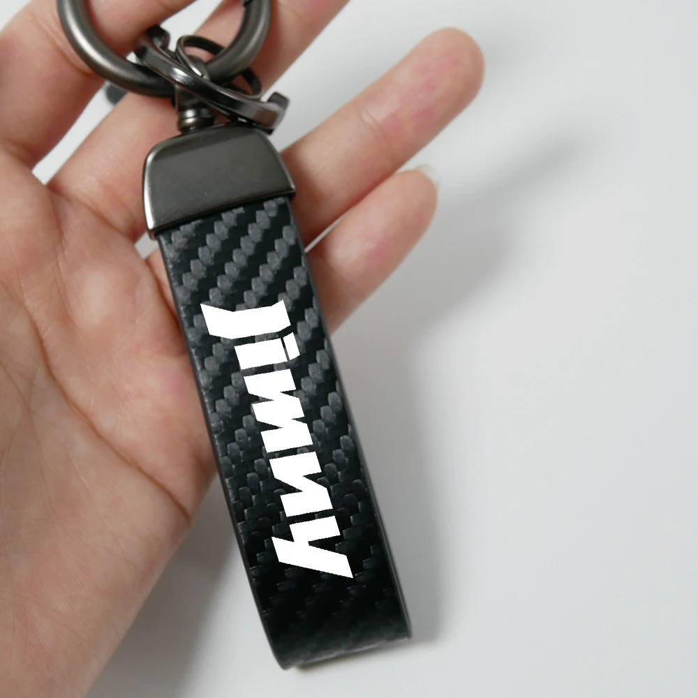 Carbon Leather Car Keychain Chain Key Rings Degree Rotating Horseshoe Rings for Suzuki Jimny