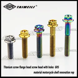 2pcsTitanium screw GR5 flange head screw head with holes M6x10--60mm GR5 material motorcycle shell renovation rep 2pcs