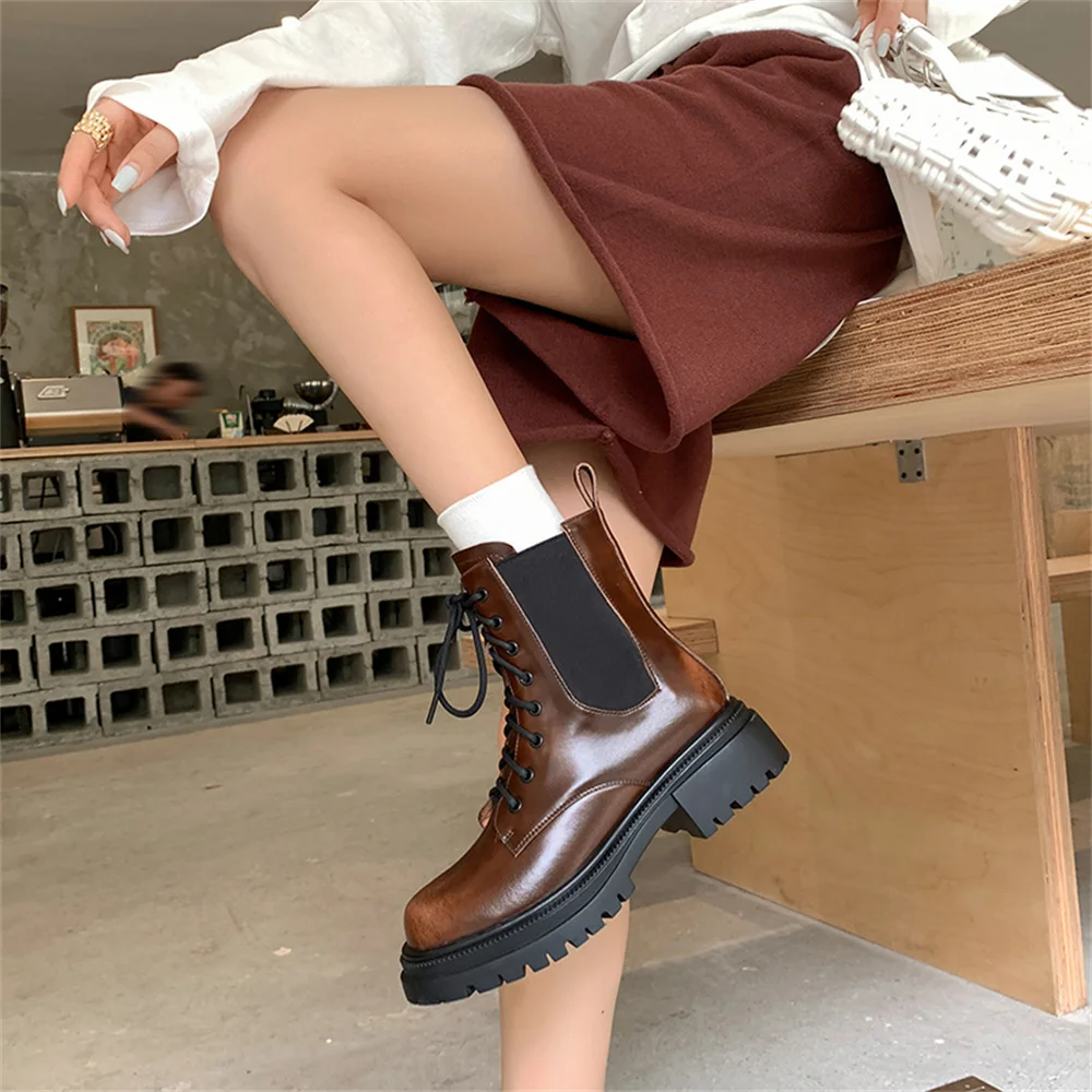 FEDONAS Fashion Punk Women Motorcycle Boots Thick High High Heels Autumn Winter Ankle Boots For Women Shoes Short Boots