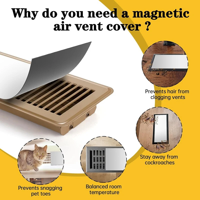 Magnetic Vent Hood, 5.5 X 12 Inch Air Conditioner Vent Hood For Home Floor, Wall Or Ceiling Vents And Air Registers, RV