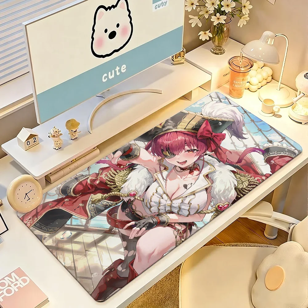 VTuber Houshou Marine Mouse Pad Large Non-Slip Waterproof Mat Stitched Edge Keyboard Pad for Gaming Daily Office