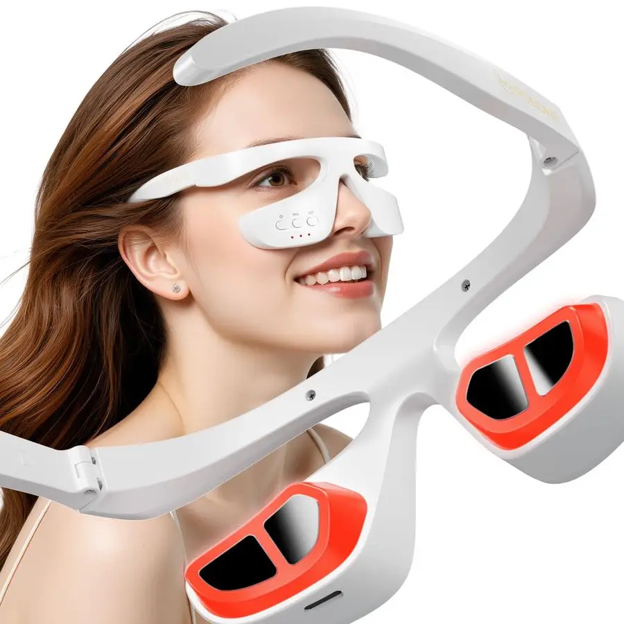 

Eye Red Light Therapy Device, Red Light Therapy Glasses for Eyes Red 650 NM,Red Light Eye Mask for The Treatment of Eye Bags,Dar