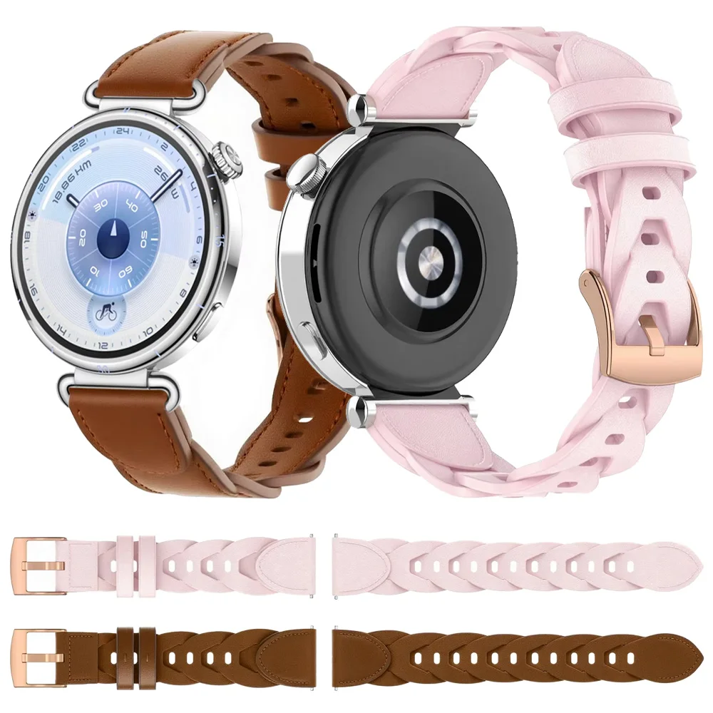 18mm Leather Strap For Huawei Watch GT6-5-4 41mm 5 GT5 Pro 42mm Wristband Xiaomi Watch S4 41mm OPPO Watch X3 Mini Oneplus 3 43mm